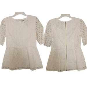 CWonder Ivory Eyelet Short Sleeve Peblem Blouse 4 Christian Siriano Romantic